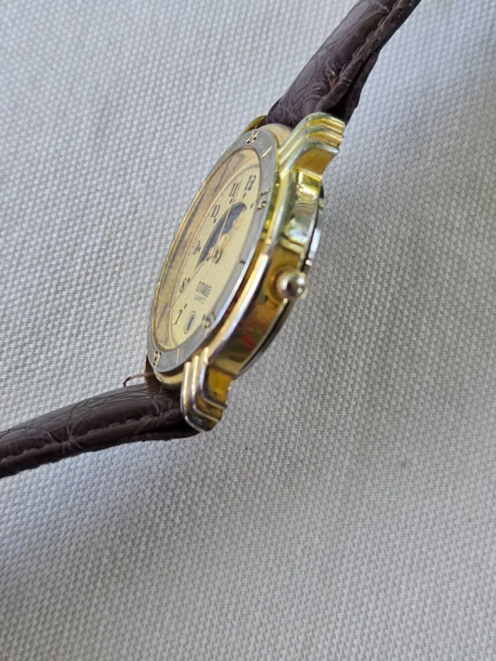 Vintage Gitano women’s Moon phase watch with leather band